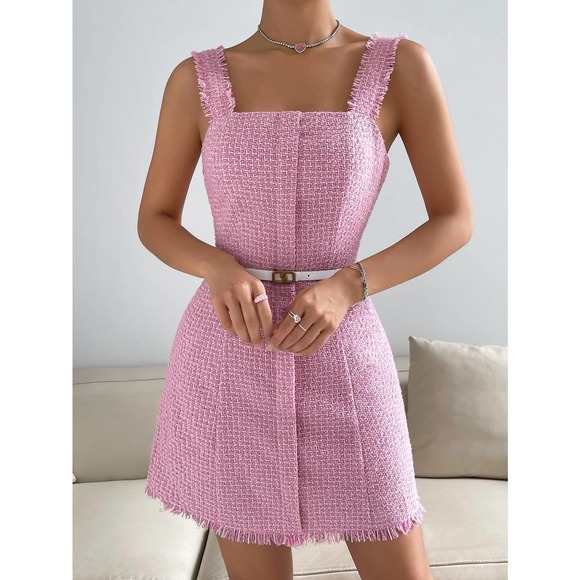 plazacore barbie Raw Trim Tweed Dress (Without Belt) - Picture 4 of 7